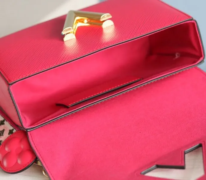 Louis Vuitton Epi Leather Twist MM Handbag In Red With Embroidered Strap — image 9