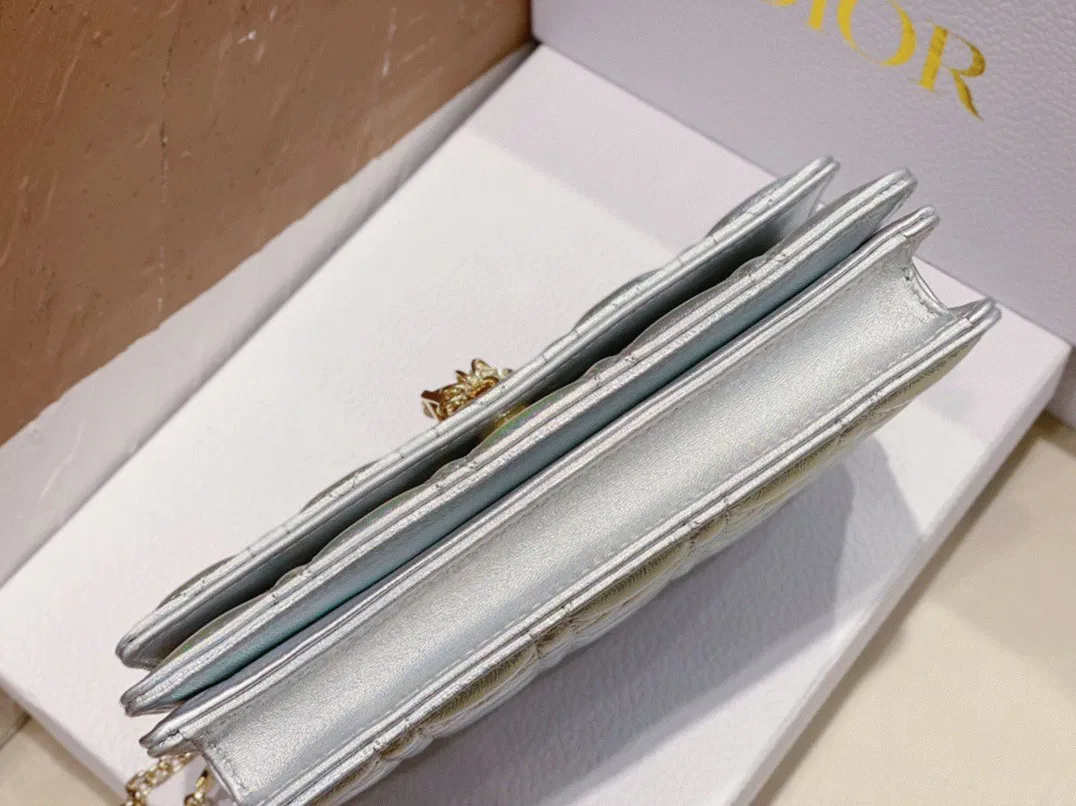 Dior Miss Dior Mini Bag Knockoff in Iridescent Metallic Silver Lambskin — image 2
