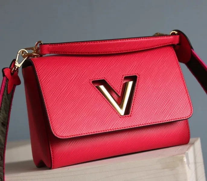 Louis Vuitton Epi Leather Twist MM Handbag In Red With Embroidered Strap — image 4