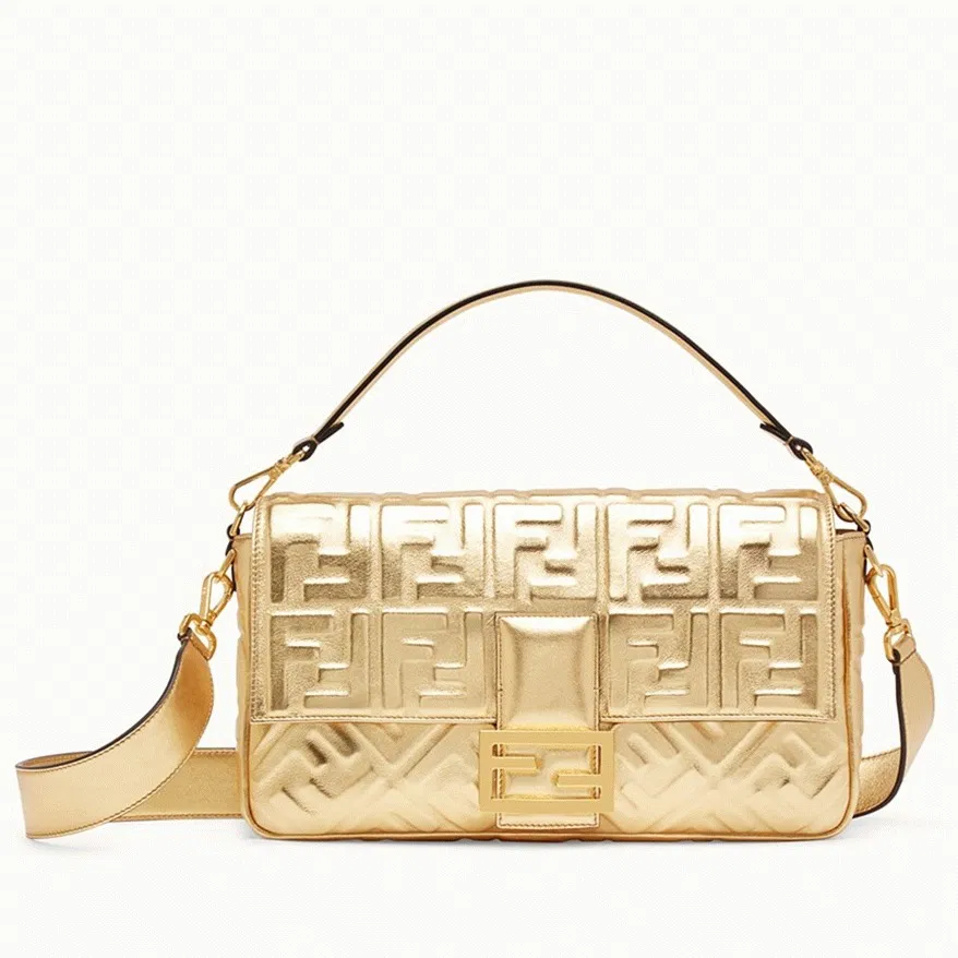 Top Quality Fendi Large Baguette Bag In Gold FF