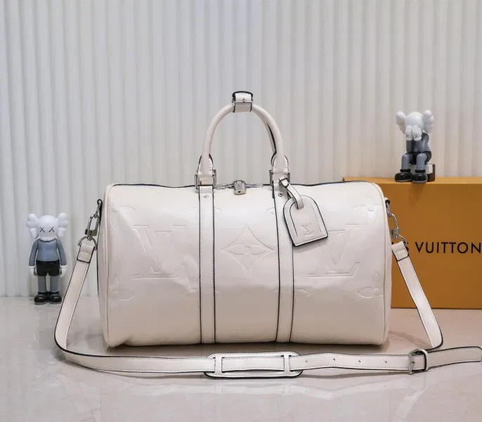 LV Monogram Empreinte Keepall Bandouliere 45 In Cream