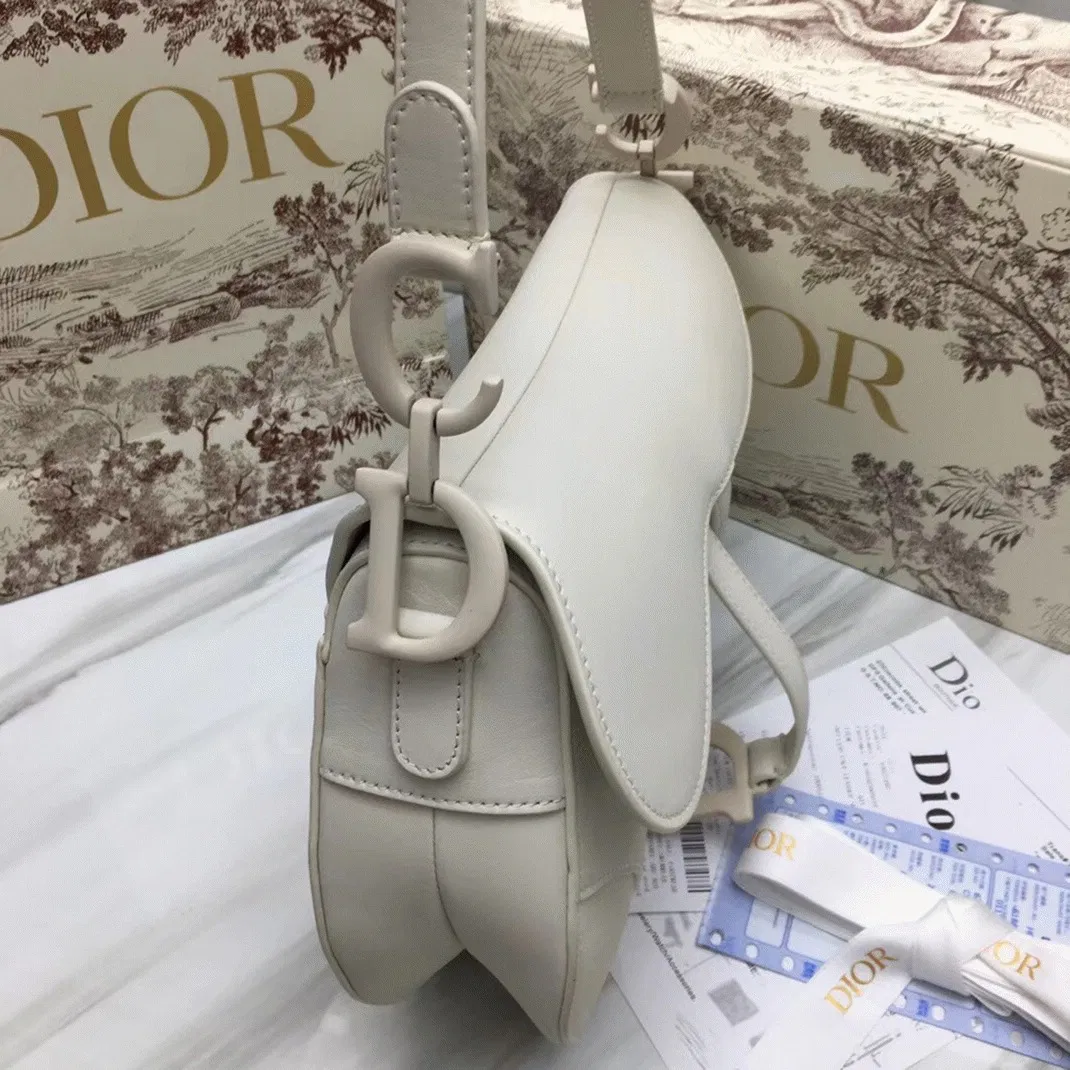 Dior Saddle Bag in White Ultramatte Calfskin — image 6