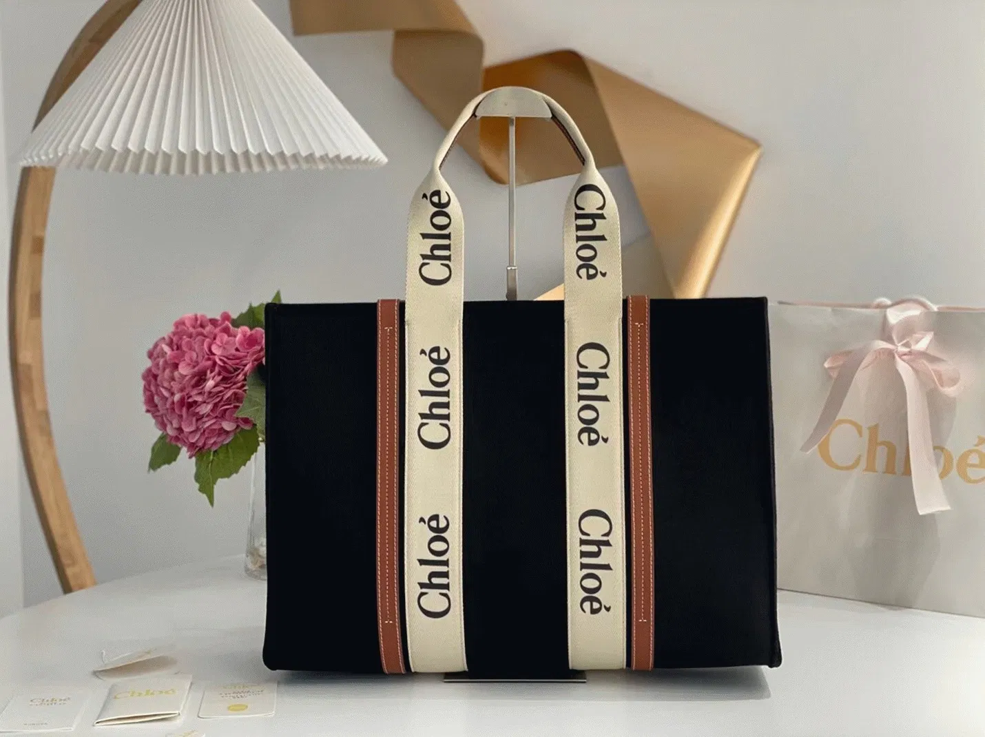 Top Quality Chloe Large Woody Tote Bag In Black Felt — image 5