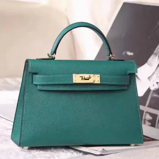 Malachite Epsom Luxury Hermes Kelly 20cm Handbag
