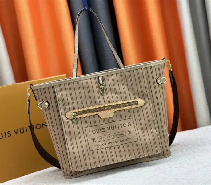 Louis Vuitton Neverfull Bandouliere Inside Out MM Tote In Monogram Canvas And Beige Textile And Leather — image 6