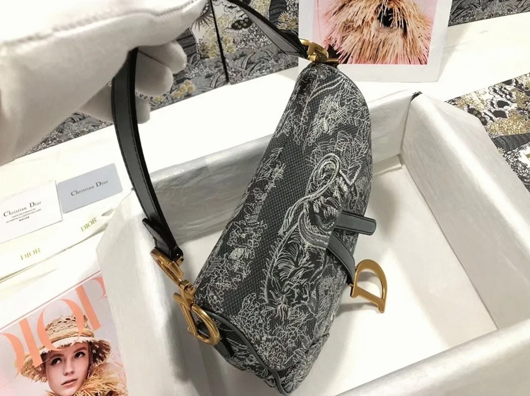 Dior Saddle Bag in Grey Toile de Jouy Reverse Jacquard — image 10