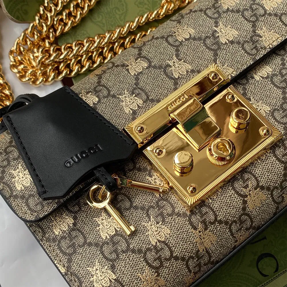 Padlock small GG bees shoulder bag — image 6