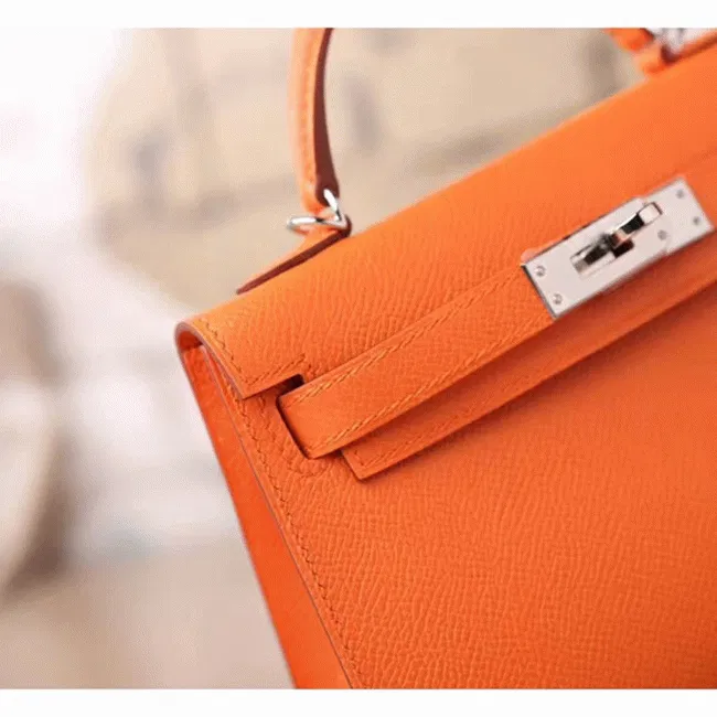 Orange Epsom Luxury Hermes Kelly Mini II 20cm Handbag — image 3