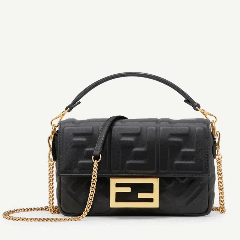 Top Quality Fendi Small Baguette Bag In Black FF