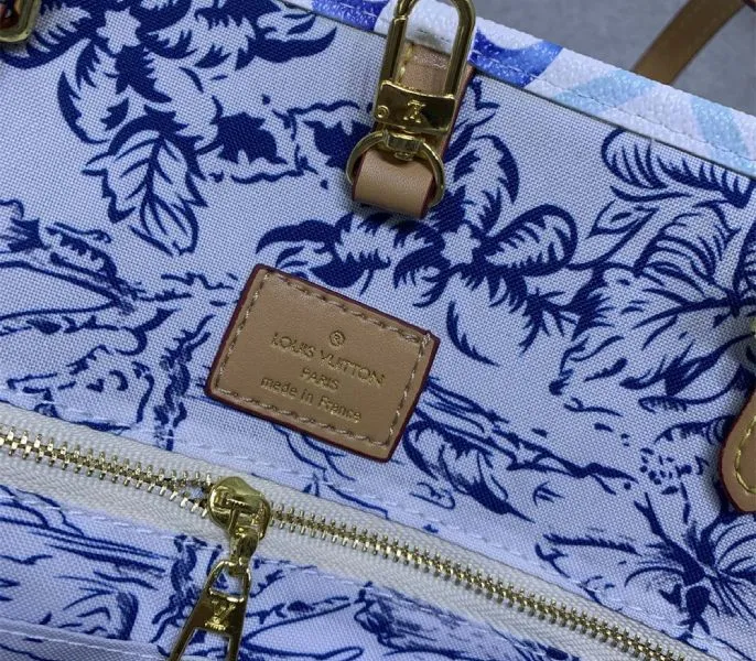 Louis Vuitton LV By The Pool Monogram Tiles Canvas Onthego MM Tote In Lagoon Blue — image 7