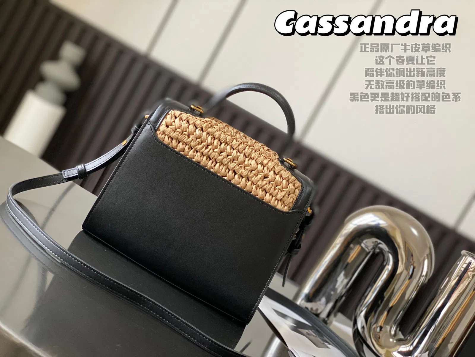 CASSANDRA MEDIUM CHAIN BAG IN CROCODILE-EMBOSSED SHINY LEATHER — image 2