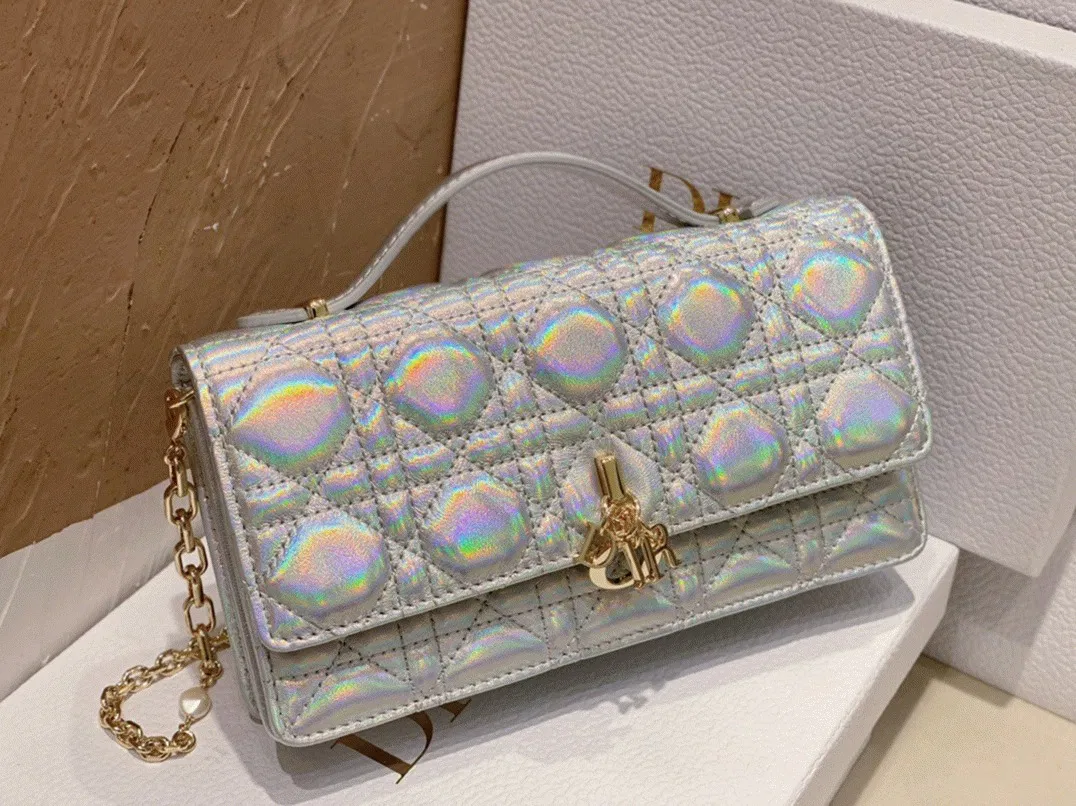 Dior Miss Dior Mini Bag Knockoff in Iridescent Metallic Silver Lambskin — image 7
