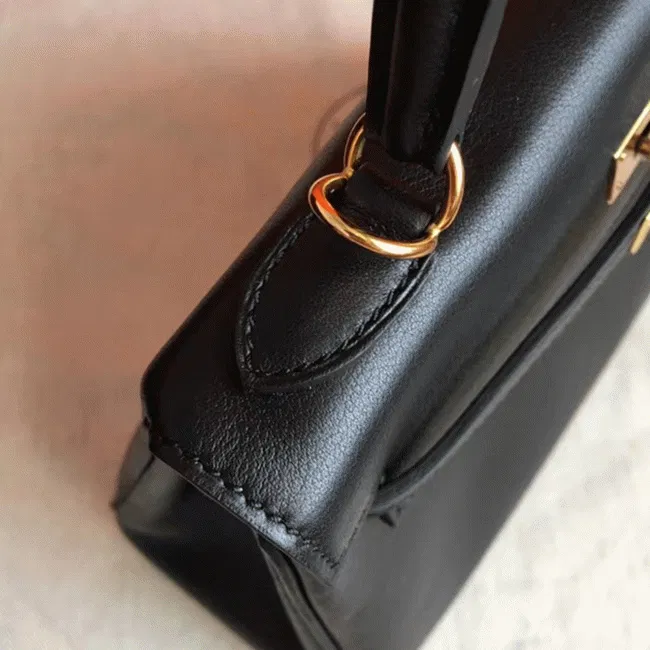 Black Swift Hermes Kelly 25cm Retourne Soft Bag — image 7