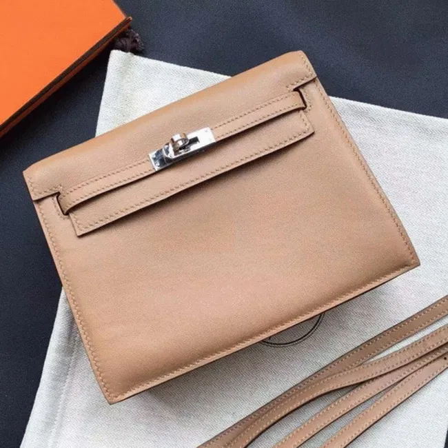 Brown Swift Leather High Quality Hermes Kelly Danse Classic Purse