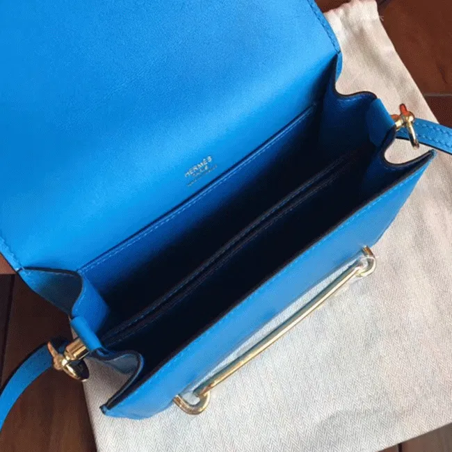 Blue hydra luxury Hermes Mini Sac Roulis handbag — image 2