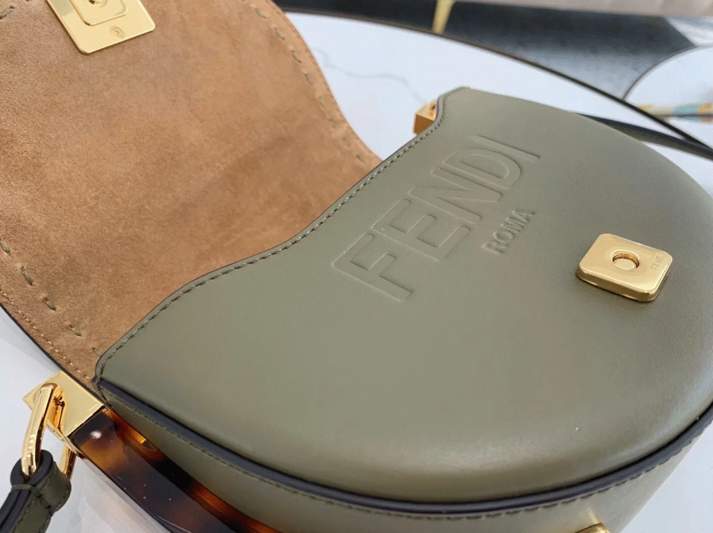 Top Quality Fendi Moonlight Saddle Bag In Grey Calfskin — image 2