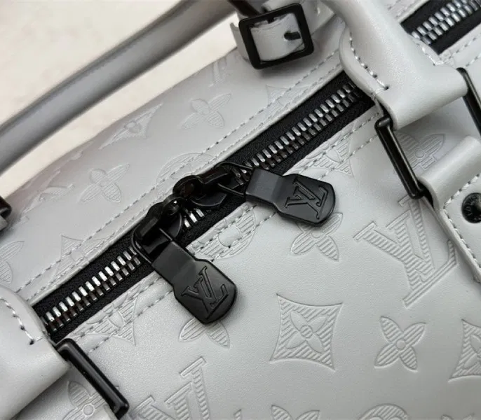 Louis Vuitton Monogram Shadow Leather Keepall Bandouliere 50 With Leather Strap In Anthracite Gray — image 9