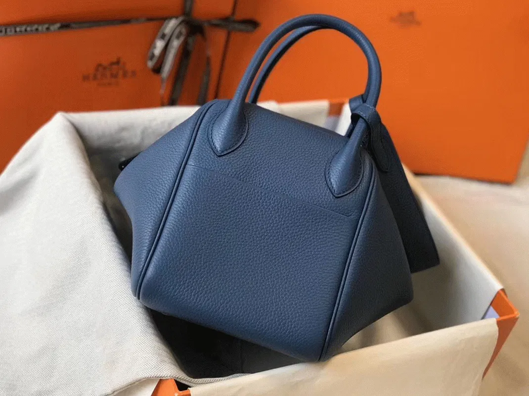 Copy Hermes Lindy 30cm bag in blue agate shade — image 7