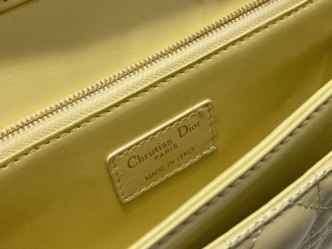 Dior Miss Dior Top Handle Bag Knockoff in Pastel Yellow Cannage Lambskin — image 5