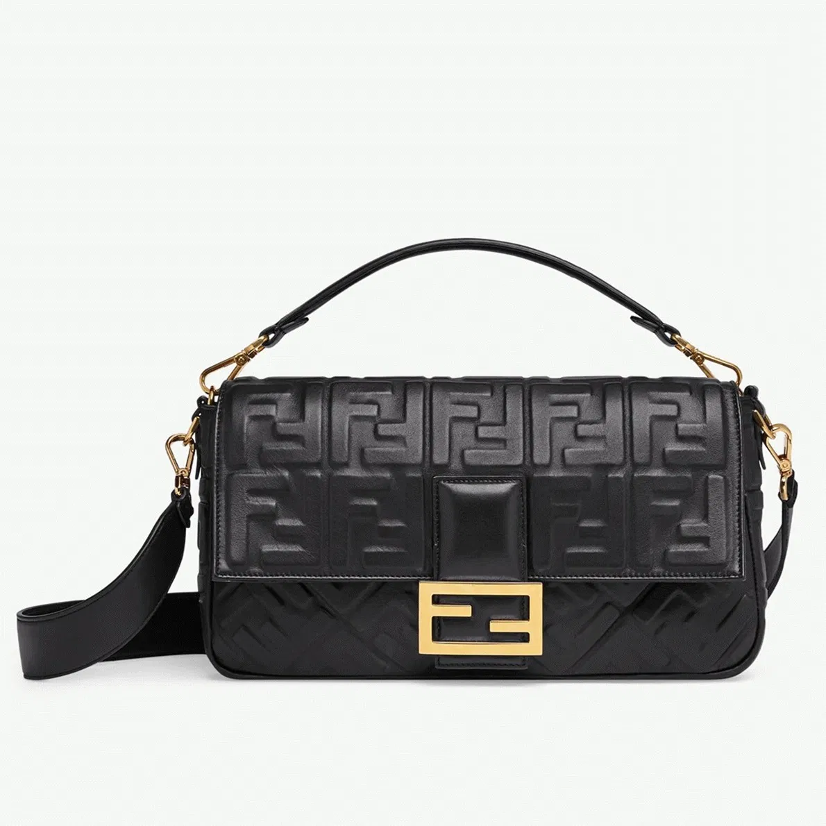 Top Quality Fendi Large Baguette Bag In Black FF