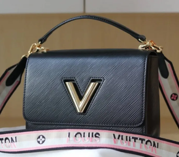 Louis Vuitton Epi Leather Twist MM Bag Black With Jacquard Strap — image 2