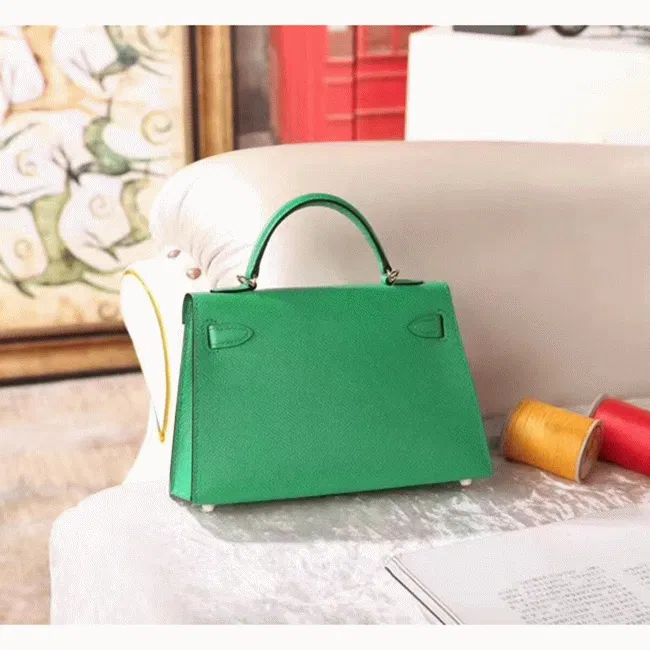 Bamboo Epsom Knockoff Hermes Kelly 20cm Chic Handbag — image 5