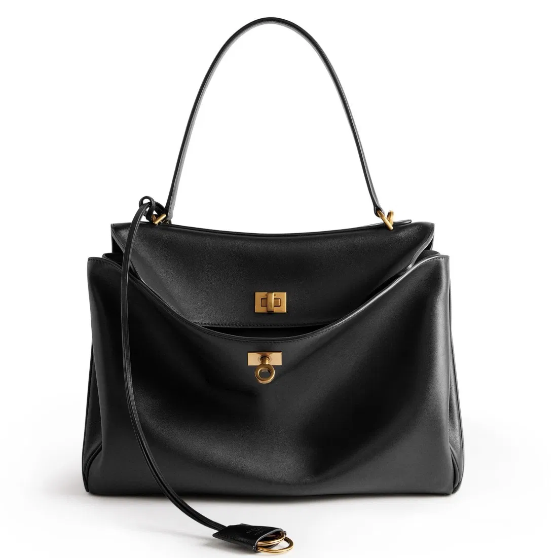Knockoff Balenciaga Rodeo Medium Bag Black Calfskin