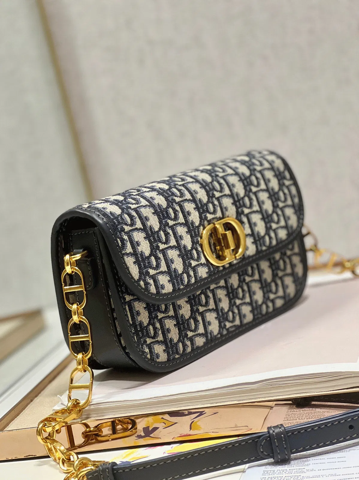 Dior 30 Montaigne Avenue Bag in Blue Dior Oblique Jacquard — image 5