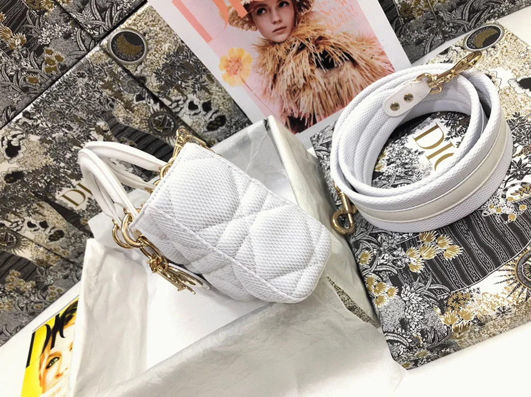 Dior Lady D-Joy Medium Bag in White Macrocannage Technical Fabric — image 5