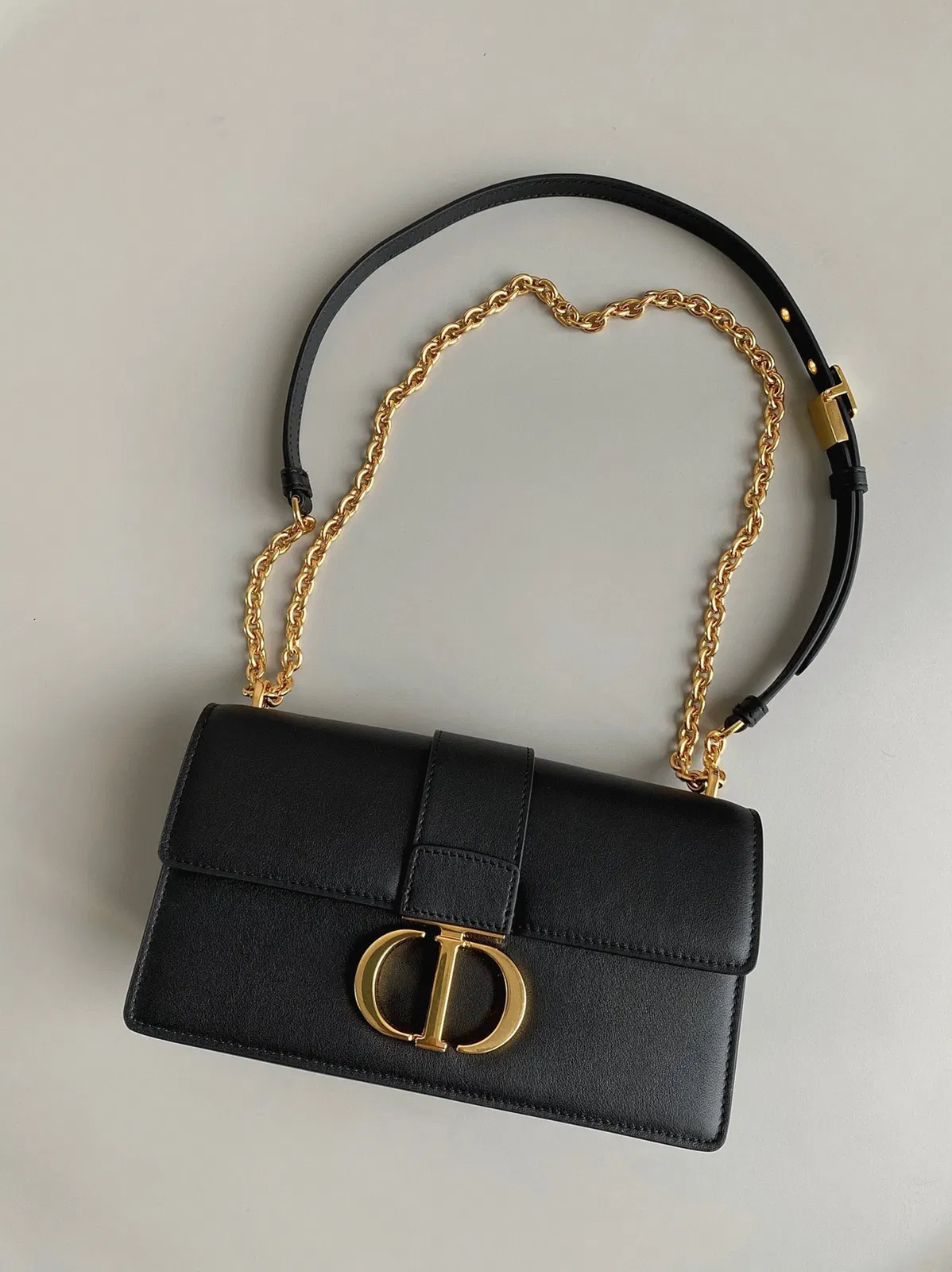 Dior 30 Montaigne East-West Bag with Chain in Black Calfskin — image 7