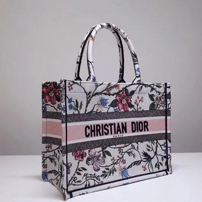 Dior Medium Book Tote Bag in Multicolor Rosa Mutabilis Embroidery — image 6