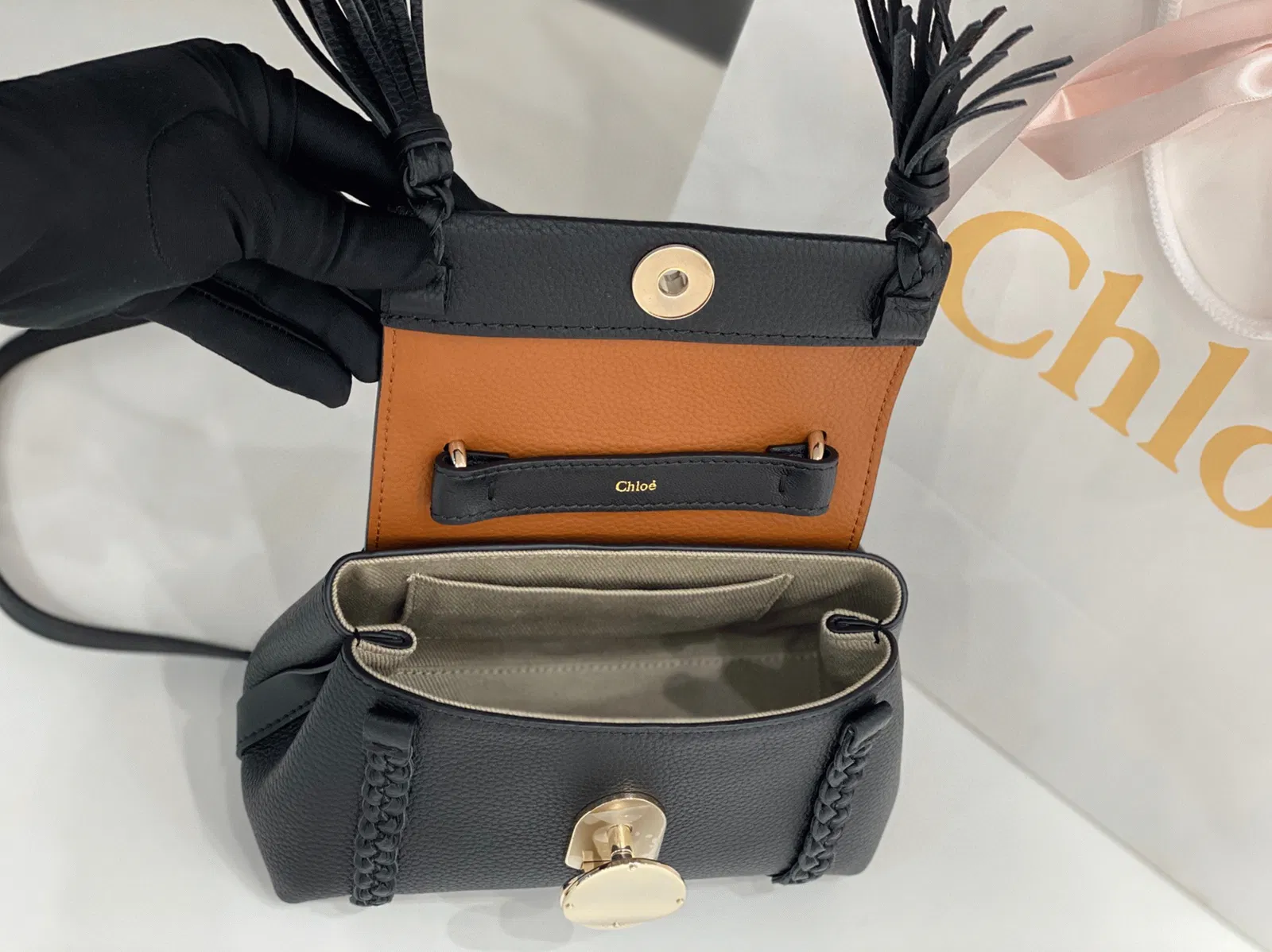 Top Quality Chloe Penelope Mini Shoulder Bag in Black Grained Calfskin — image 3