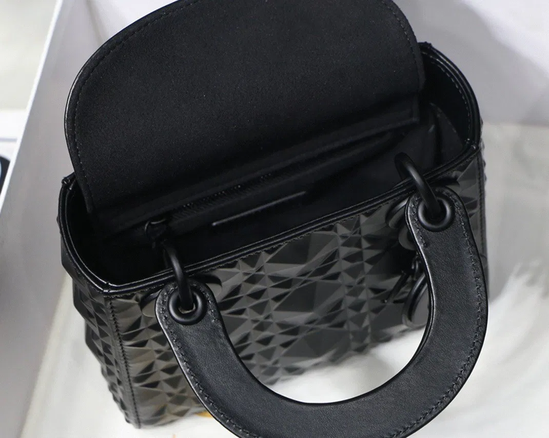 Dior Lady Dior Mini Bag in Black Calfskin with Diamond Motif — image 6