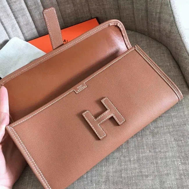 Brown knockoff Hermes Jige Elan 29 clutch bag — image 4
