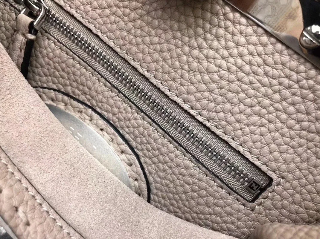 Top Quality Knockoff Fendi Peekaboo Mini Selleria Grey Bag with Python Leather Handle — image 8
