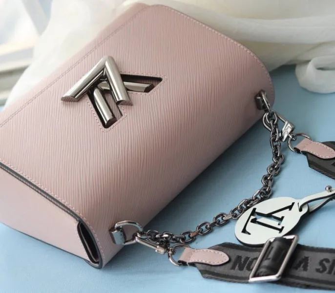 Louis Vuitton Epi Leather Twist MM Bag In Rose Ballerine Pink With Jacquard Strap — image 3