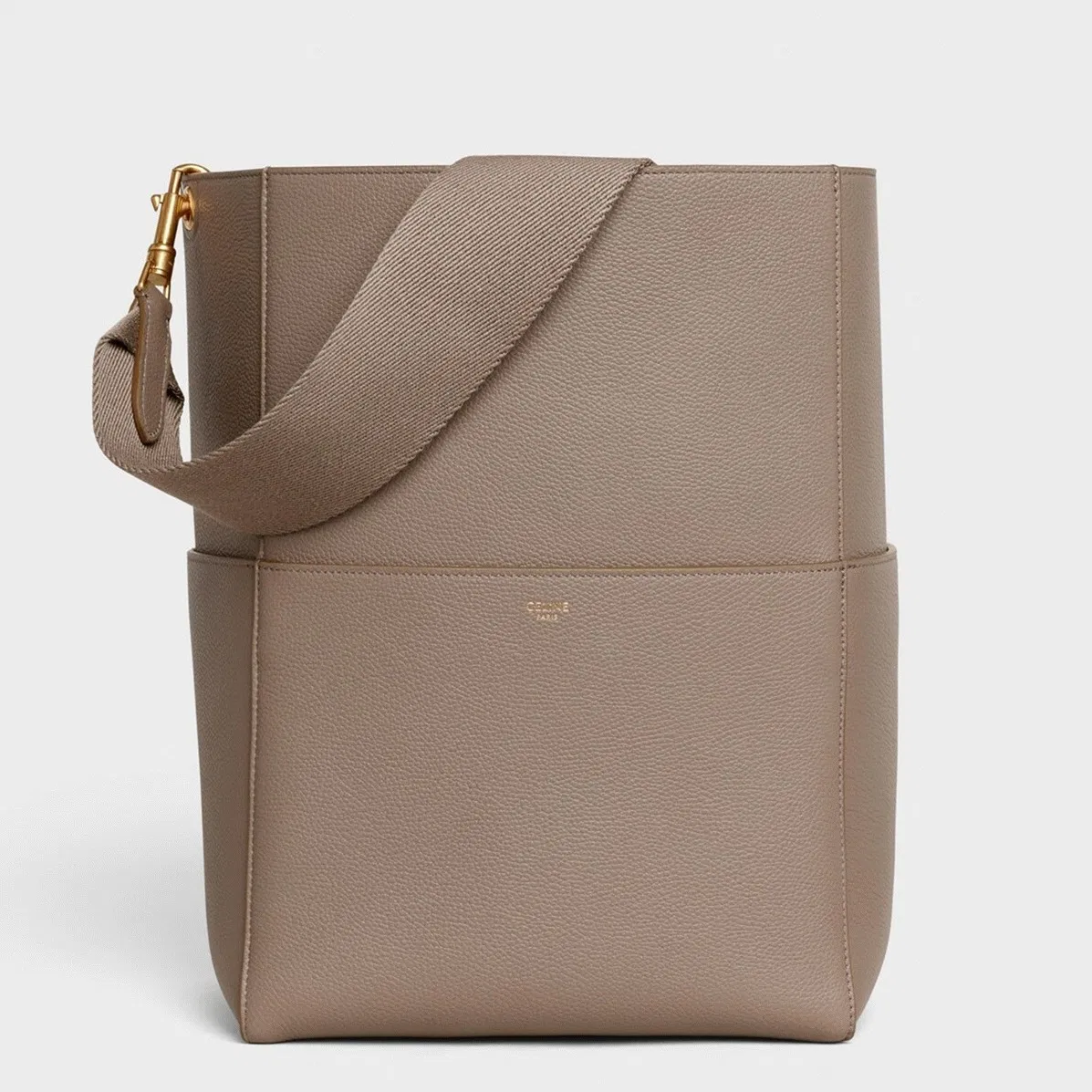 Top Quality Celine Sangle Bucket Bag In Taupe Grained Calfskin