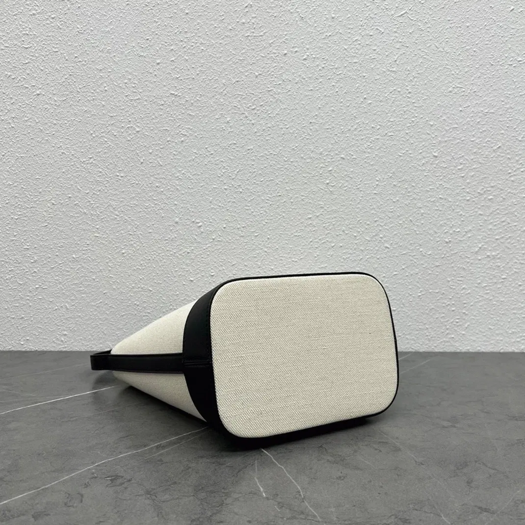 Top Quality Celine Small Bucket Cuir Triomphe In White Textile — image 10
