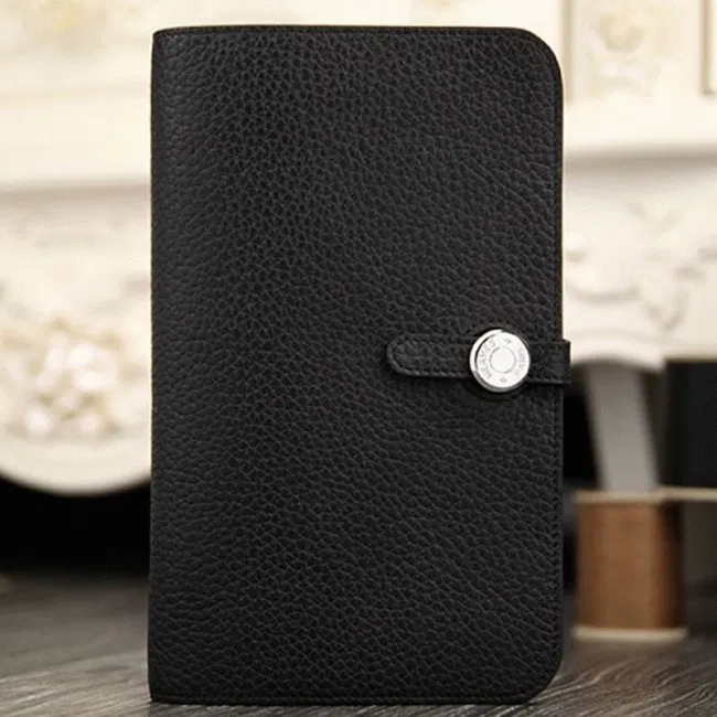 Black luxury Hermes Dogon combine wallet
