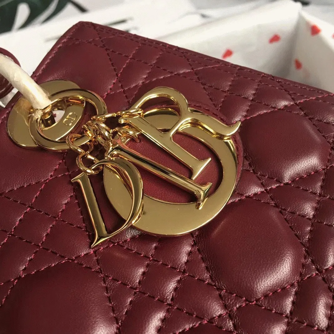 Dior Lady Dior Medium Bag in Bordeaux Lambskin — image 6