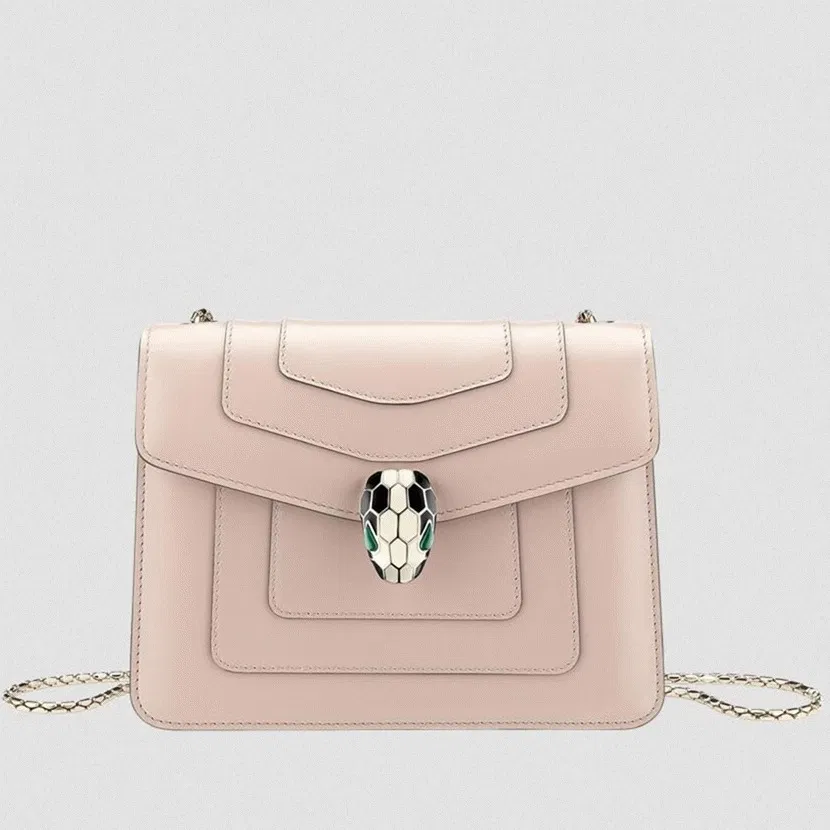 Bvlgari Serpenti Forever Small Crossbody Bag Beige Leather