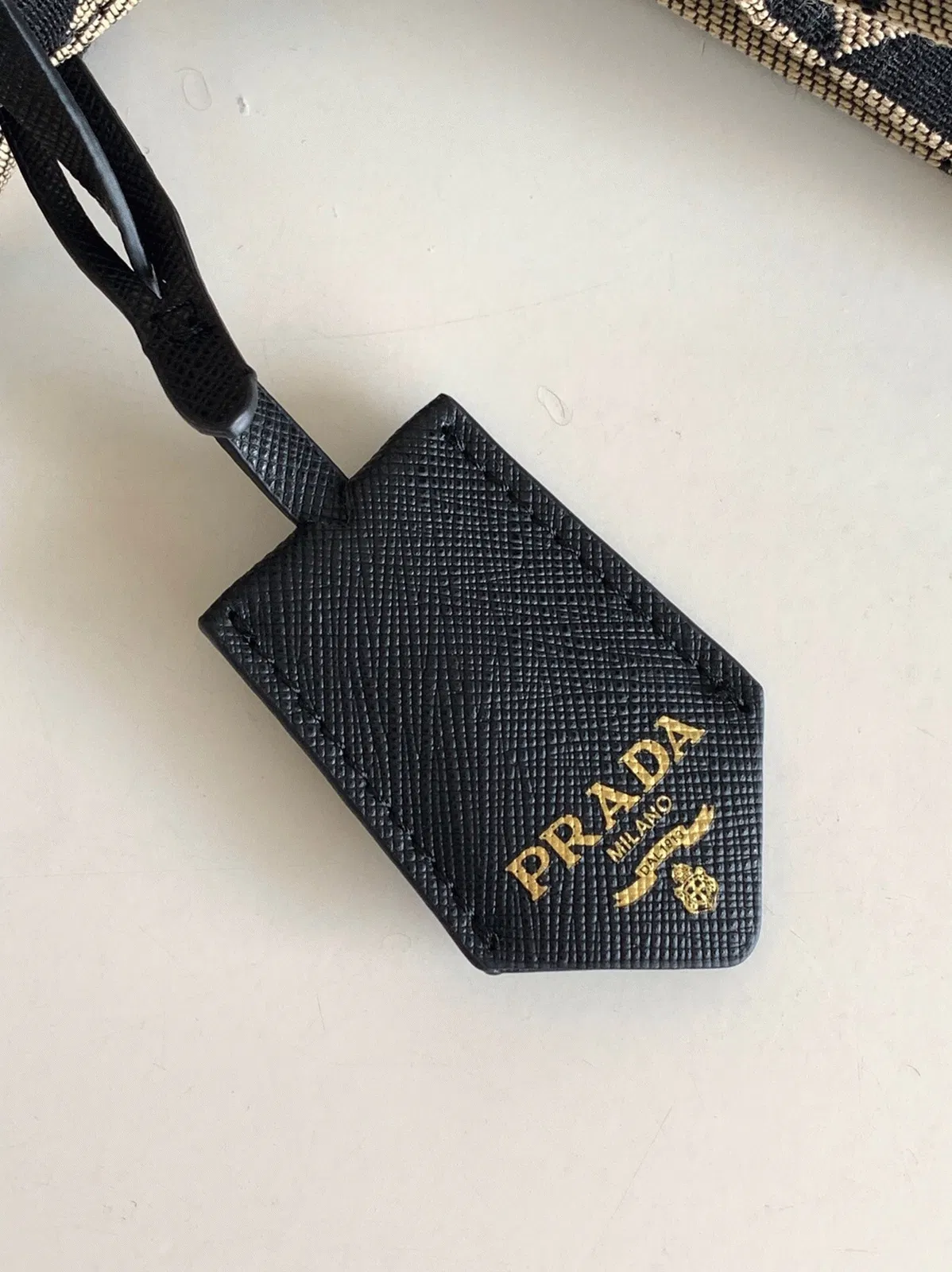 Prada Symbole Large Bag Knockoff in Black/Beige Jacquard Fabric — image 9