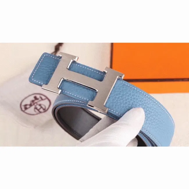 designer Hermes H belt buckle in blue shade — image 4