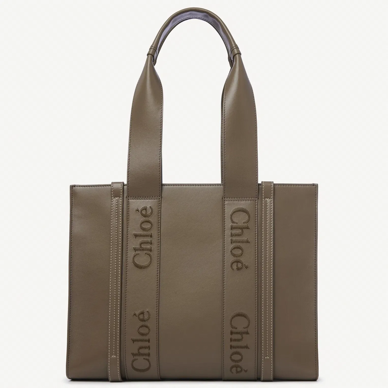 Top Quality Chloe Woody Medium Tote Bag In Army Green Calfskin
