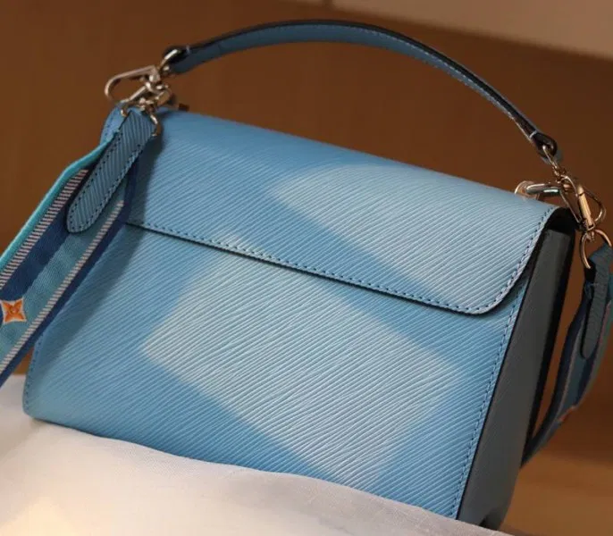Louis Vuitton Epi Leather Twist MM Bag With Jacquard Strap In Bleuet Blue — image 3