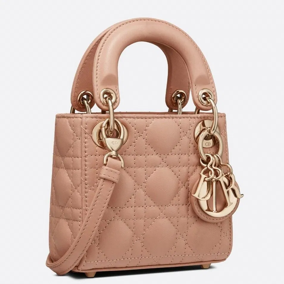 Dior Lady Dior Micro Bag in Poudre Cannage Lambskin