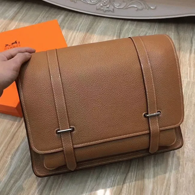 Brown Designer Hermes Steve Messenger Bag