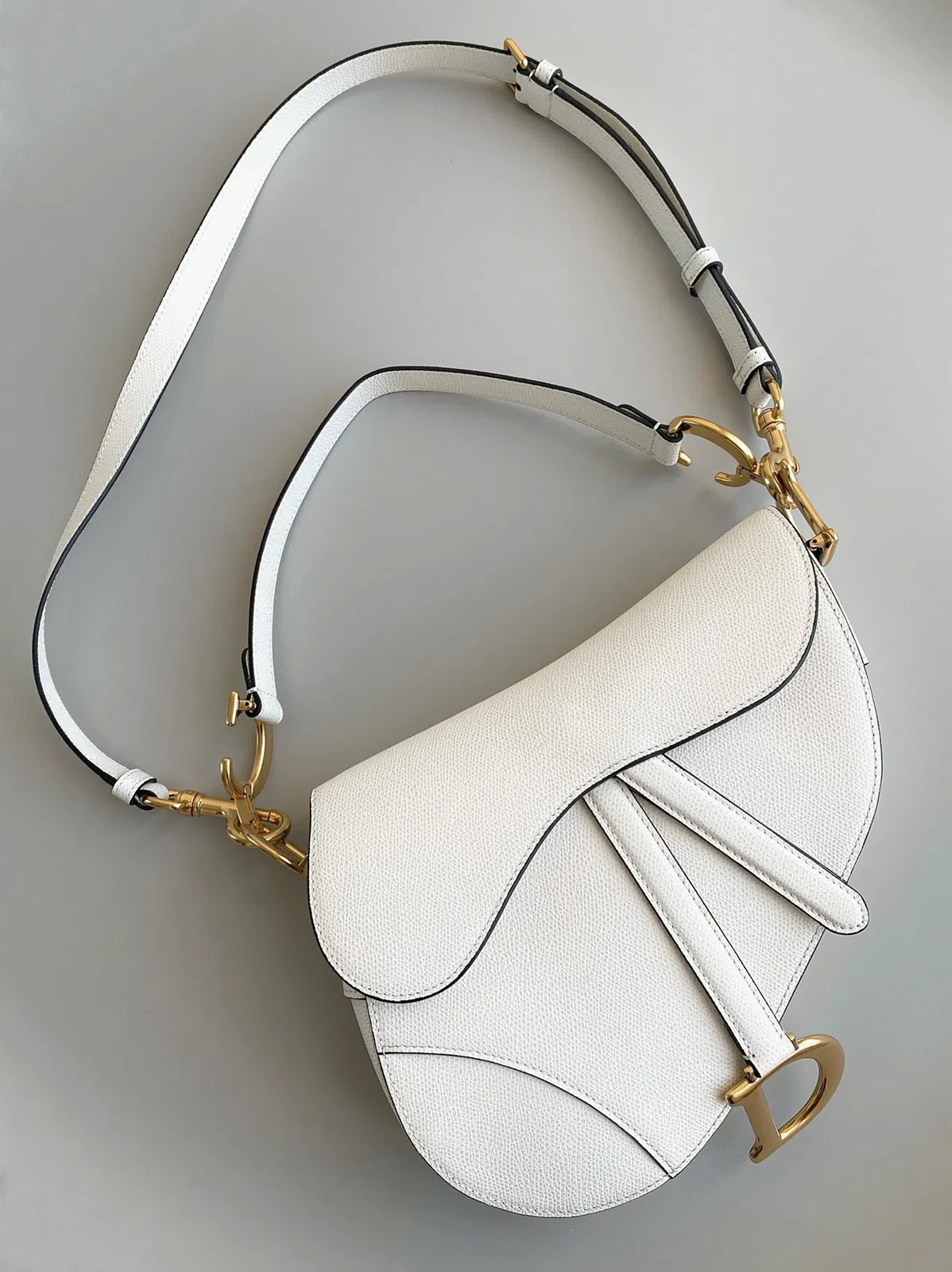 Dior Saddle Bag with Strap in White Grained Calfskin — image 2