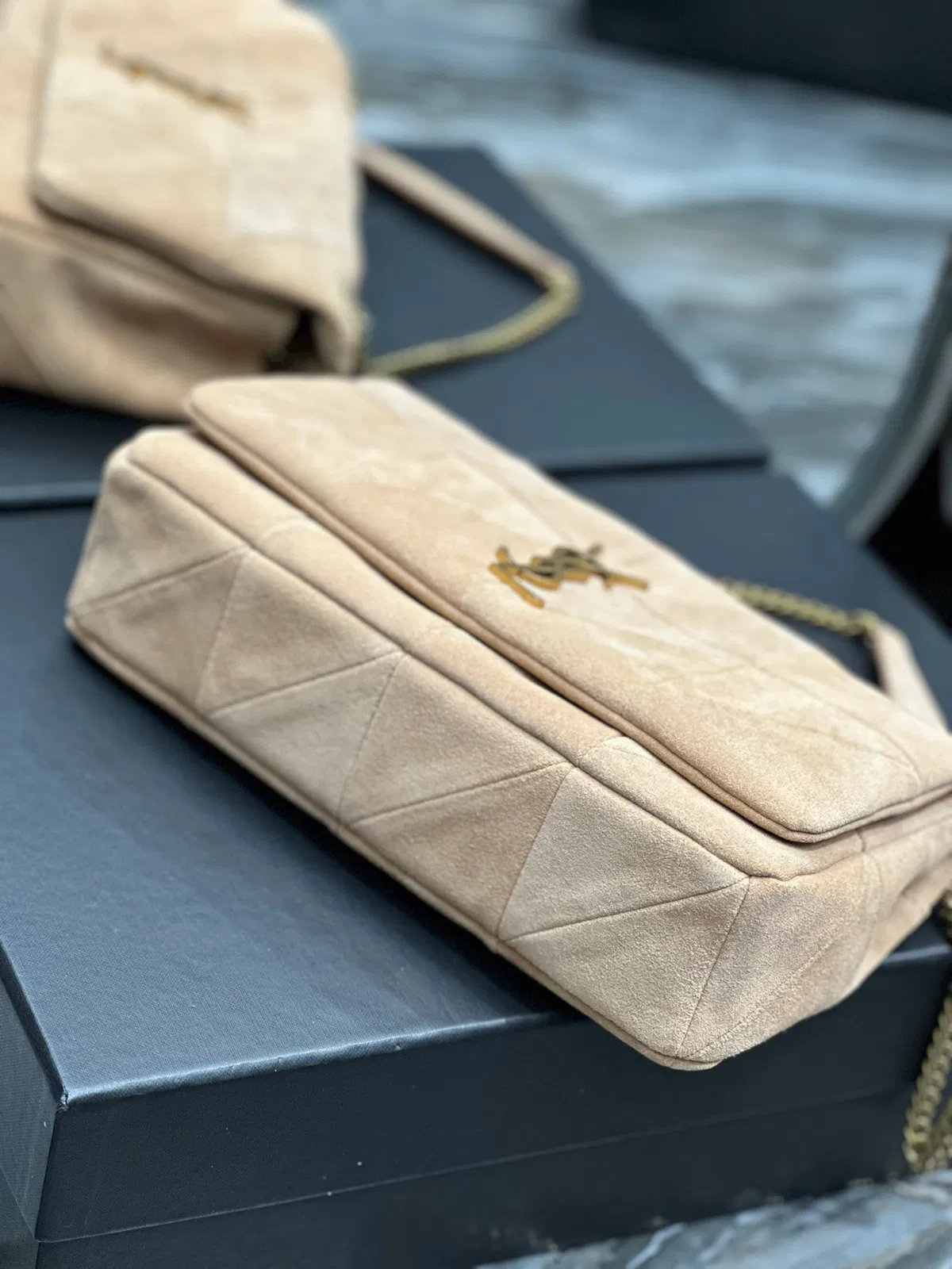JAMIE MEDIUM CHAIN BAG “CARRÉ RIVE GAUCHE” IN LAMBSKIN AND SUEDE — image 6
