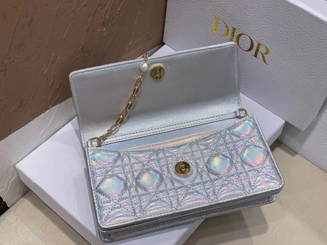 Dior Miss Dior Mini Bag Knockoff in Iridescent Metallic Silver Lambskin — image 9